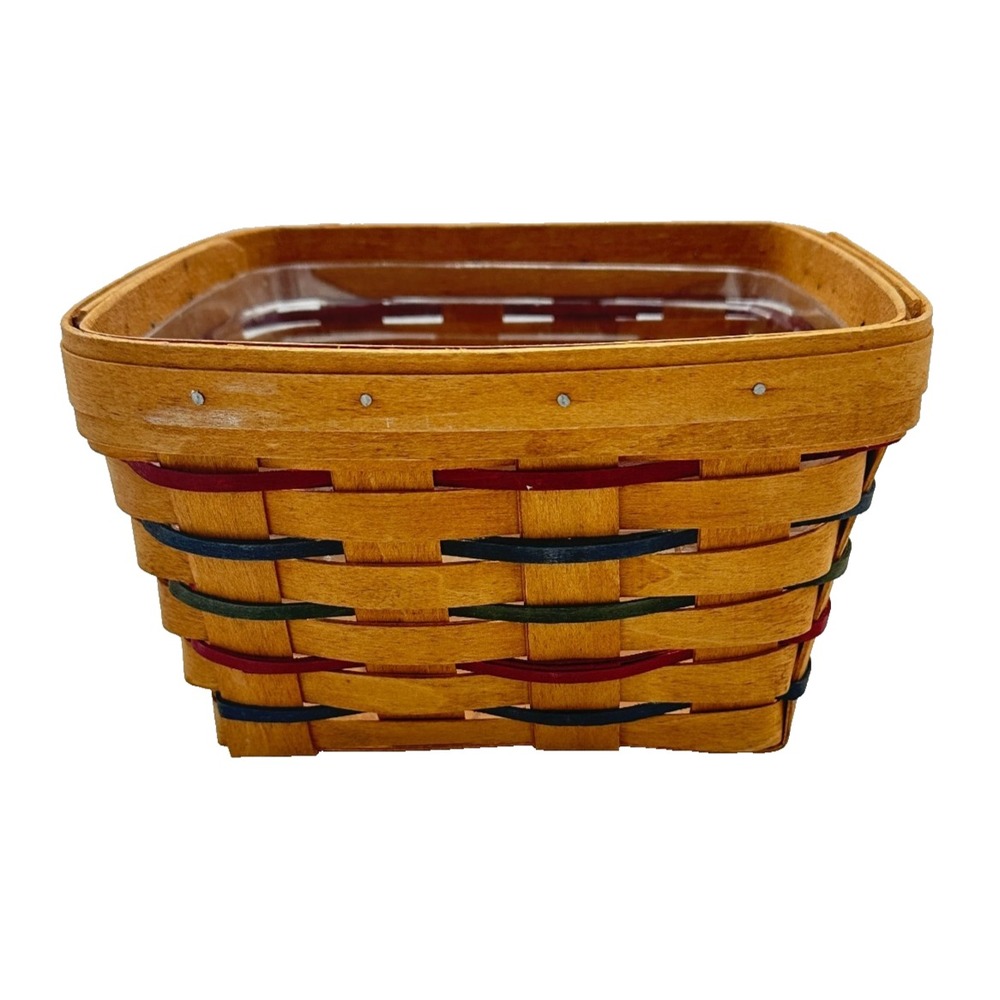 Longaberger Basket W Plastic Liner/Square/Signed 1993 Shades Of Autumn +-8"x8"